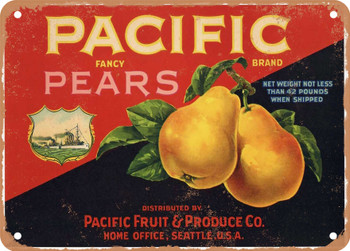 Pacific Brand Washington Pears - Rusty Look Metal Sign