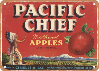 Pacific Chief Brand Washington Apples - Rusty Look Metal Sign