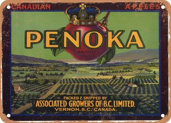 Penoka Brand Canadian Apples - Rusty Look Metal Sign