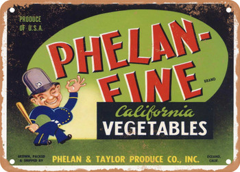 Phelan-Fine Brand Oceano Vegetables - Rusty Look Metal Sign