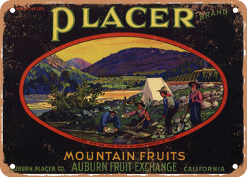 Placer Brand Auburn California Pears - Rusty Look Metal Sign