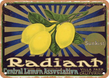 Radiant Brand Villa Park Lemons - Rusty Look Metal Sign