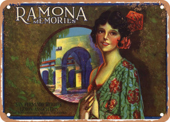 Ramona Memories Brand San Fernando Lemons - Rusty Look Metal Sign