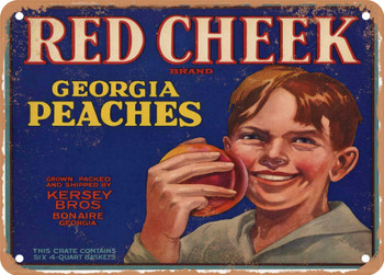 Red Cheek Brand Boniare Georgia Peaches - Rusty Look Metal Sign