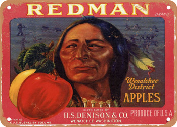 Redman Brand Washington Apples r - Rusty Look Metal Sign