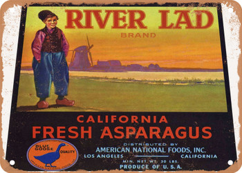 River Lad Brand Asparagus - Rusty Look Metal Sign