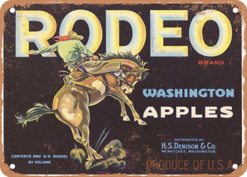 Rodeo Brand Wenatchee Washington Apples - Rusty Look Metal Sign