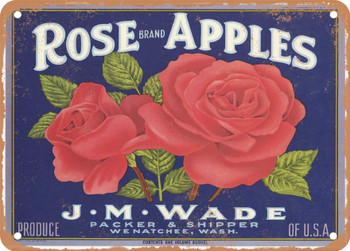 Rose Brand Wenatchee Washington Apples - Rusty Look Metal Sign