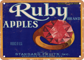 Ruby Brand Washington Apples - Rusty Look Metal Sign