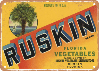 Ruskin Brand Ruskin Florida Vegetables - Rusty Look Metal Sign