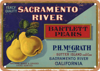 Sacramento River Brand Pears - Rusty Look Metal Sign