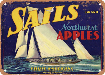 Sails Brand Washington Apples - Rusty Look Metal Sign