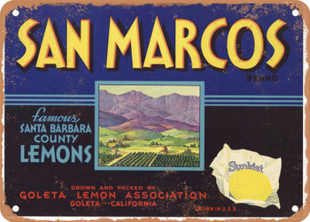 San Marcos Brand Goleta Lemons - Rusty Look Metal Sign
