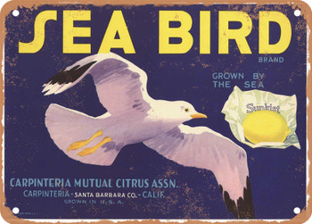 Sea Bird Brand Carpinteria Lemons - Rusty Look Metal Sign