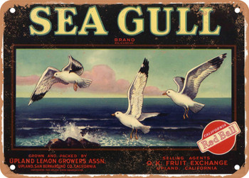 Sea Gull Brand Upland California Lemons - Rusty Look Metal Sign