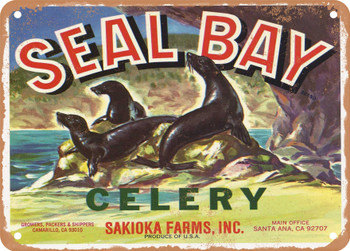 Seal Bay Brand Santa Ana Vegetables - Rusty Look Metal Sign