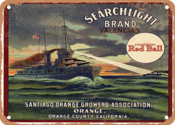 Searchlight Brand Oranges - Rusty Look Metal Sign