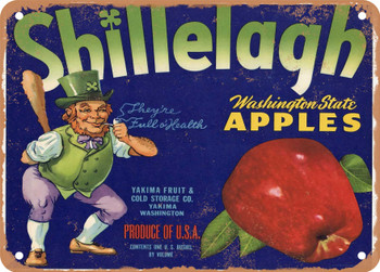 Shillelagh Brand Yakima Apples - Rusty Look Metal Sign