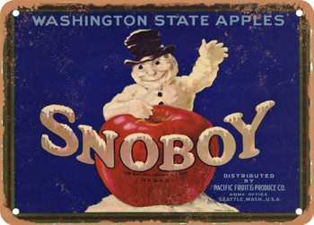 Snoboy Brand Pacific Fruit Apples  - Rusty Look Metal Sign