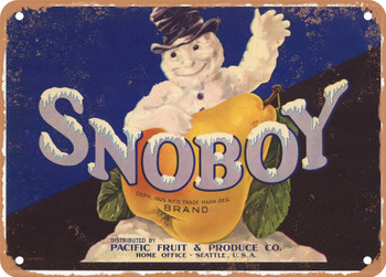 Snoboy Brand Pears - Rusty Look Metal Sign