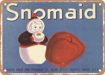 Snomaid Brand Washington Apples - Rusty Look Metal Sign