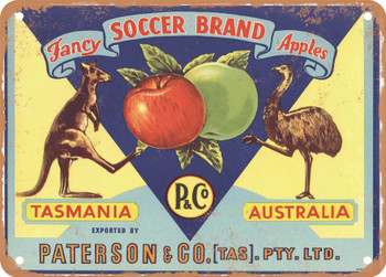 Soccer Brand Australian Apples - Rusty Look Metal Sign