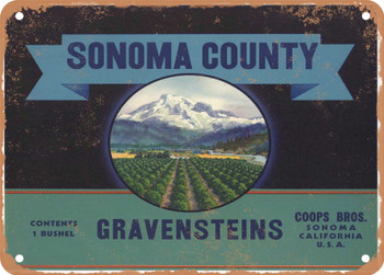 Sonoma County Brand Apples - Rusty Look Metal Sign
