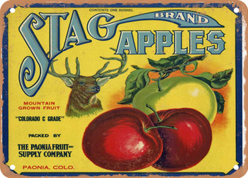 Stag Brand Colorado Apples - Rusty Look Metal Sign