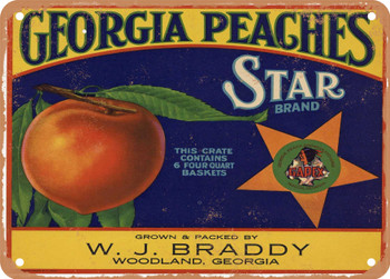 Star Brand Woodland Georgia Peaches - Rusty Look Metal Sign