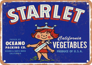 Starlet Brand Oceano Vegetables  - Rusty Look Metal Sign