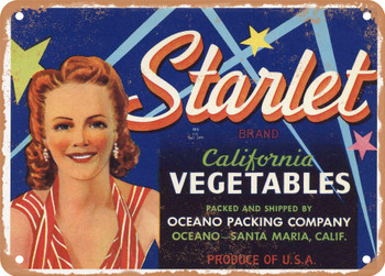 Starlet Brand Oceano Vegetables - Rusty Look Metal Sign