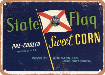 State Flag Brand Canal Point Florida Vegetables - Rusty Look Metal Sign