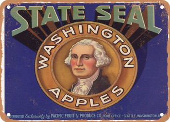 State Seal Brand Washington Apples - Rusty Look Metal Sign