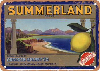 Summerland Brand Montecito Lemons - Rusty Look Metal Sign