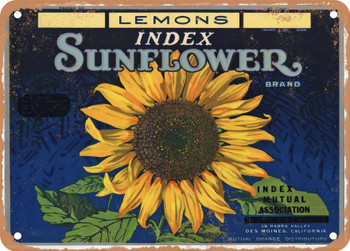 Sunflower Brand La Habra California Lemons - Rusty Look Metal Sign