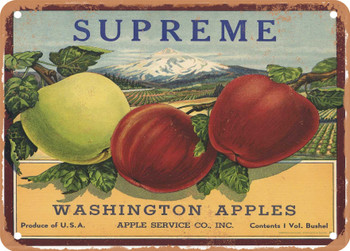 Supreme Brand Washington Apples - Rusty Look Metal Sign