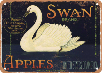 Swan Brand Yakima Apples - Rusty Look Metal Sign