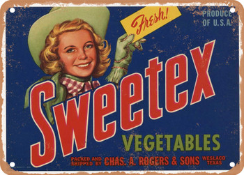 Sweetex Brand Weslaco Texas Vegetables - Rusty Look Metal Sign
