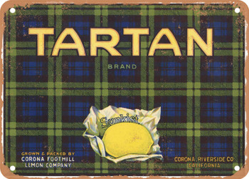 Tartan Brand Corona California Lemons - Rusty Look Metal Sign