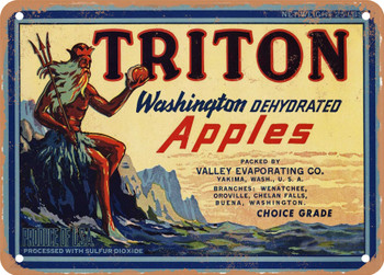 Triton Brand Washington Apples - Rusty Look Metal Sign