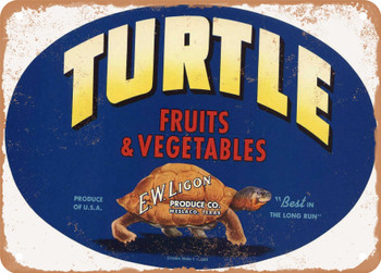 Turtle Brand Weslaco Texas Vegetables - Rusty Look Metal Sign