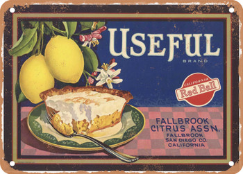 Useful Brand Fallbrook California Lemons - Rusty Look Metal Sign