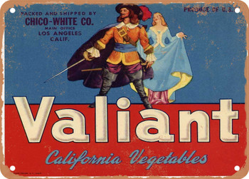 Valiant Brand Los Angeles California Vegetables - Rusty Look Metal Sign