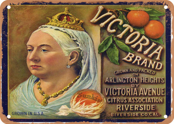 Victoria Brand Riverside Oranges - Rusty Look Metal Sign