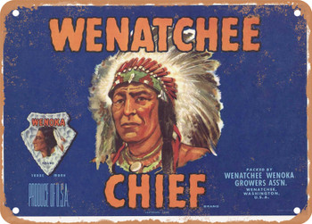 Wenatchee Chief Brand Washington Pears - Rusty Look Metal Sign