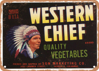 Western Chief Brand Colorado Vegetables - Rusty Look Metal Sign