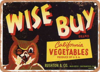 Wise Buy Brand Vegetables - Rusty Look Metal Sign