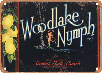 Woodlake Nymph Brand Lemons - Rusty Look Metal Sign