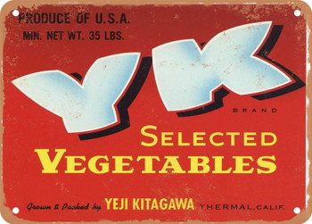YK Brand Thermal California Vegetables - Rusty Look Metal Sign