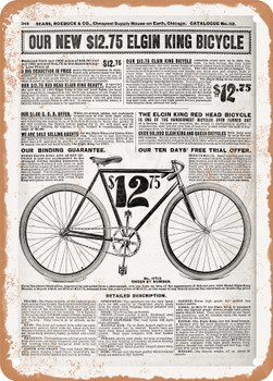 1902 Sears Catalog Bicycles Page 352 - Rusty Look Metal Sign